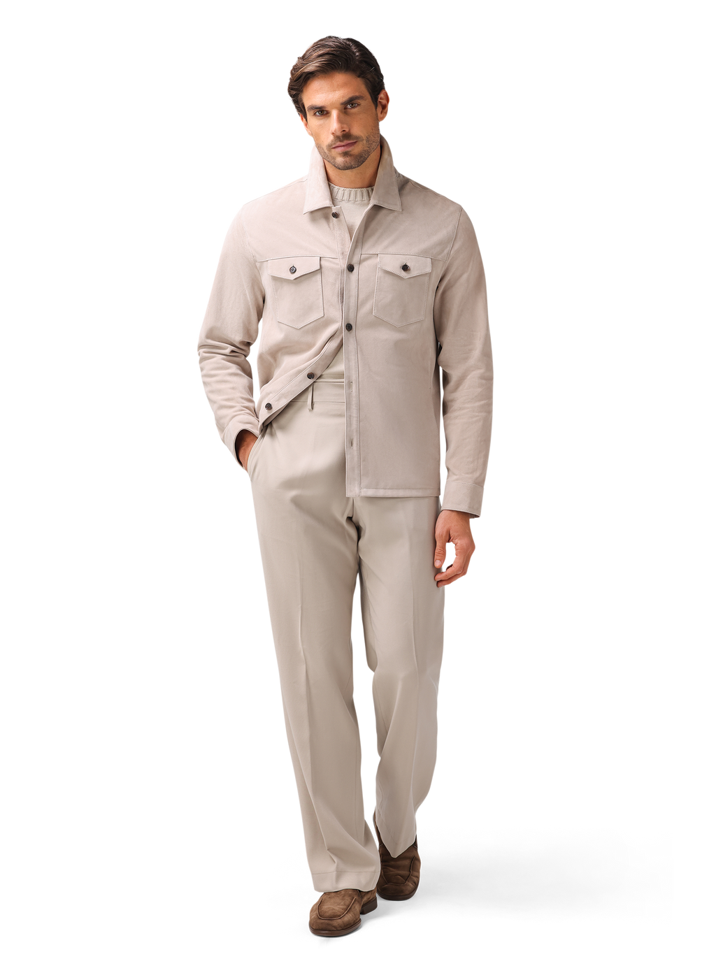 Dex overshirt van suėde | FULL_WIDTH | MODEL | L.BEIGE