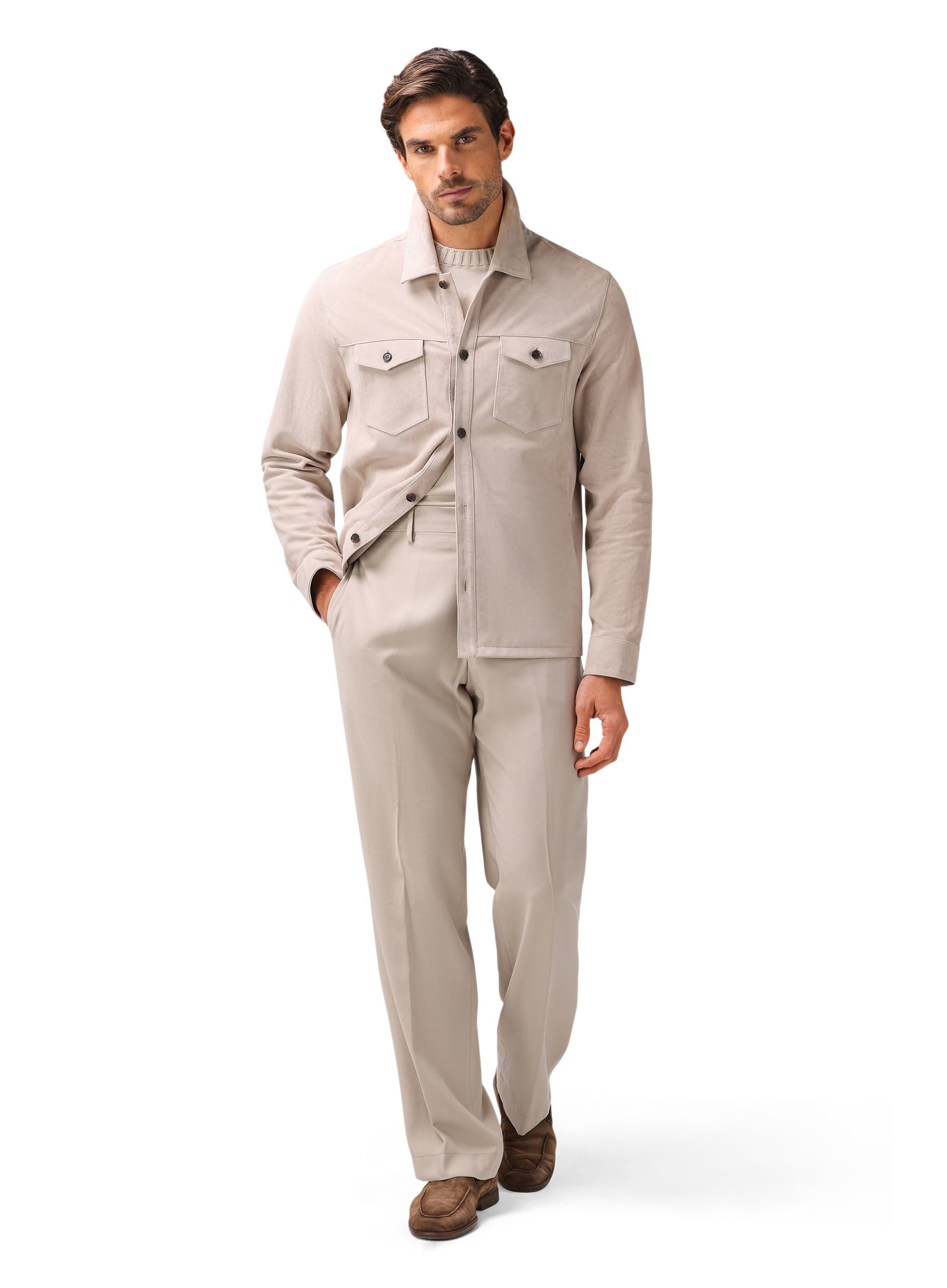 Dex overshirt van suėde | FULL_WIDTH | MODEL | L.BEIGE