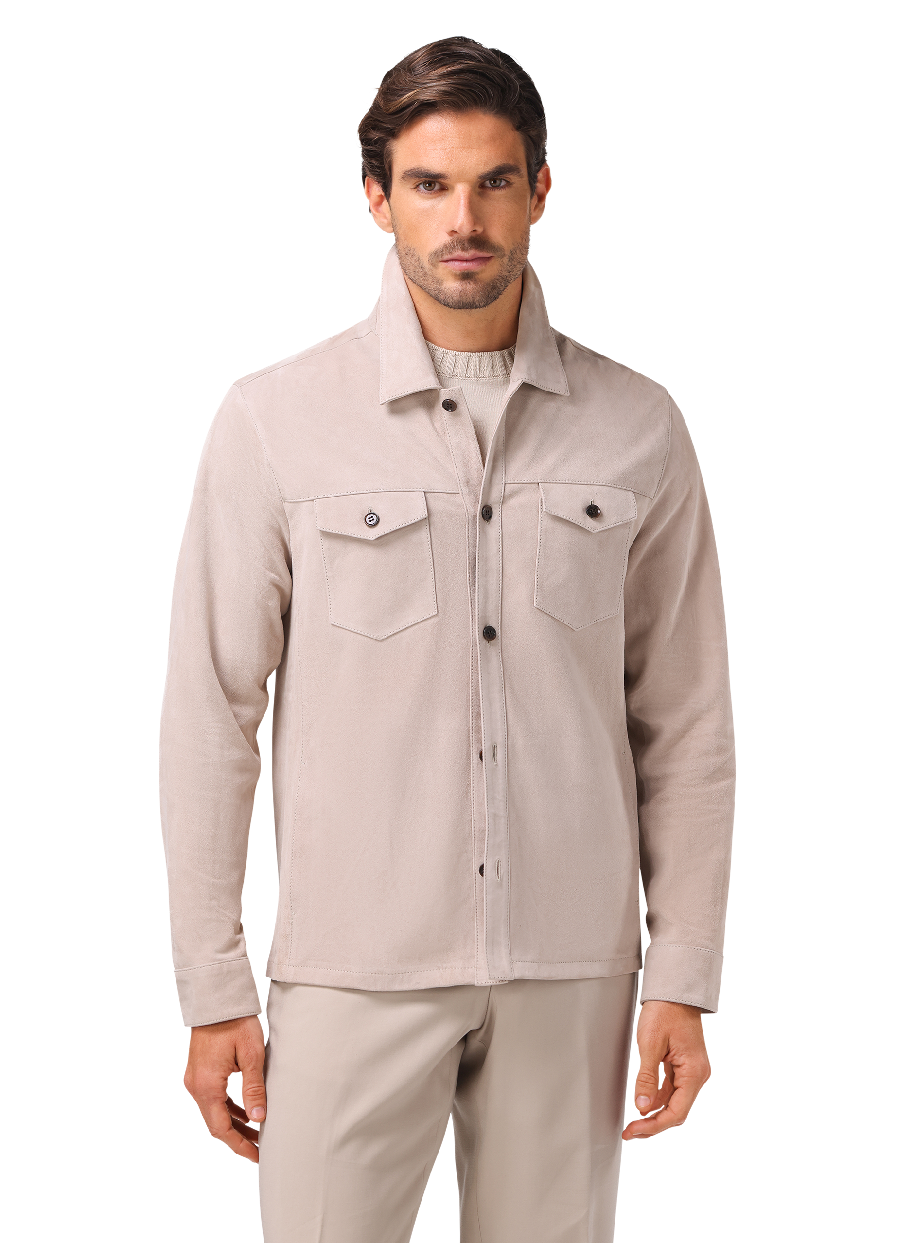 Dex overshirt van suėde | FULL_WIDTH | MODEL | L.BEIGE