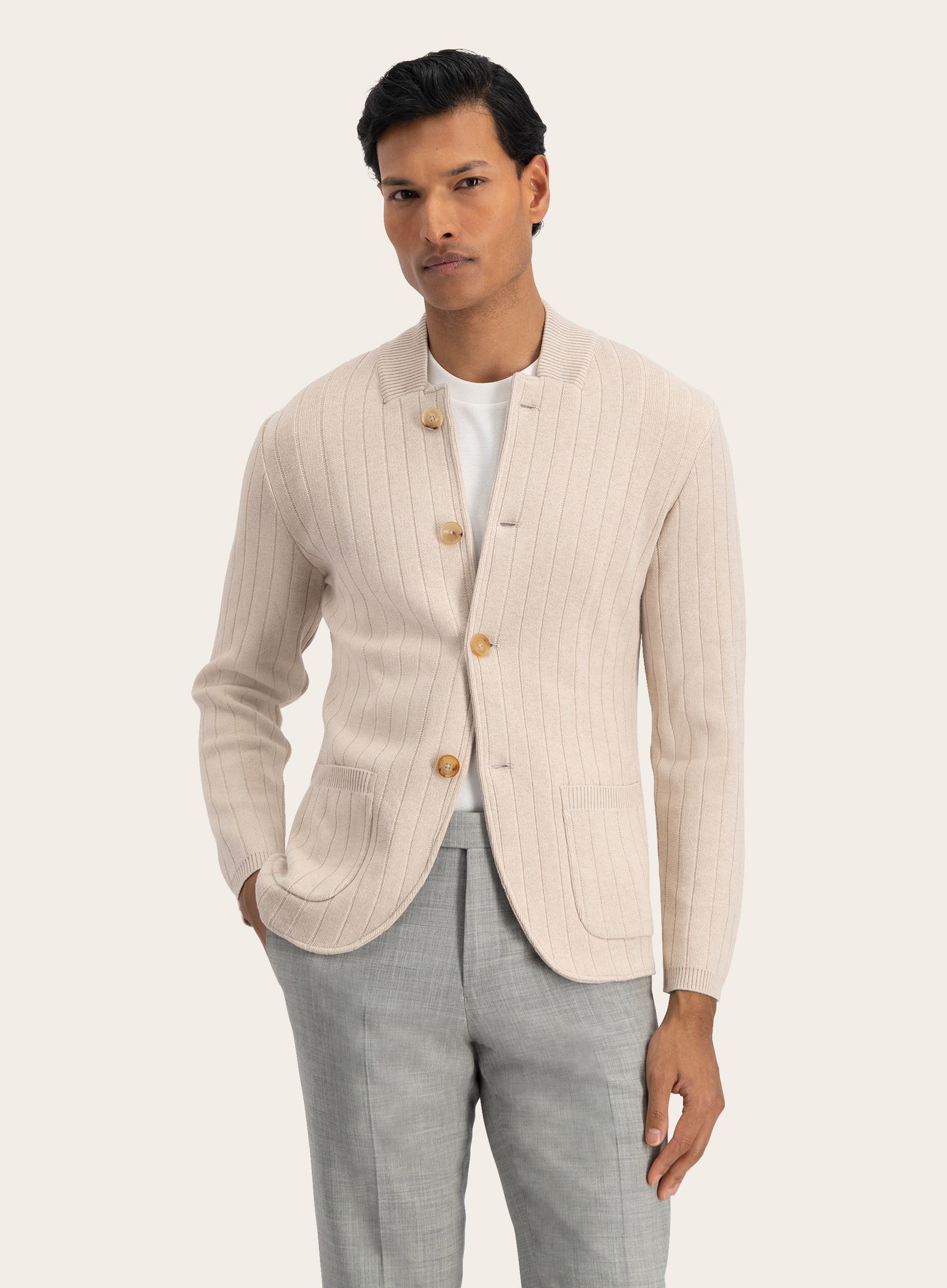 Knitted jasje van katoen en zijde | Beige