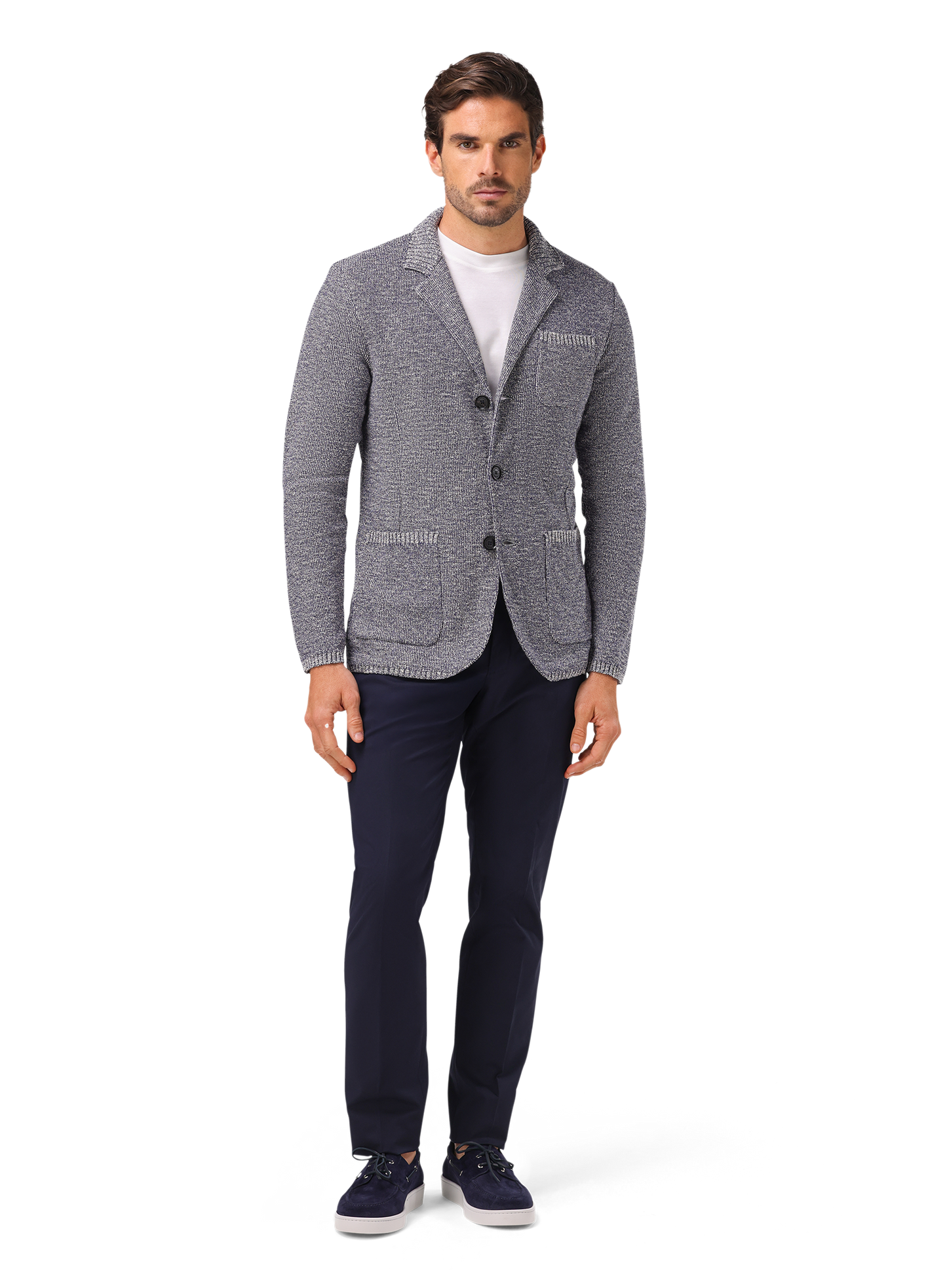 Knitted jasje van katoen | MODEL | FULL_WIDTH | BLUE NAVY