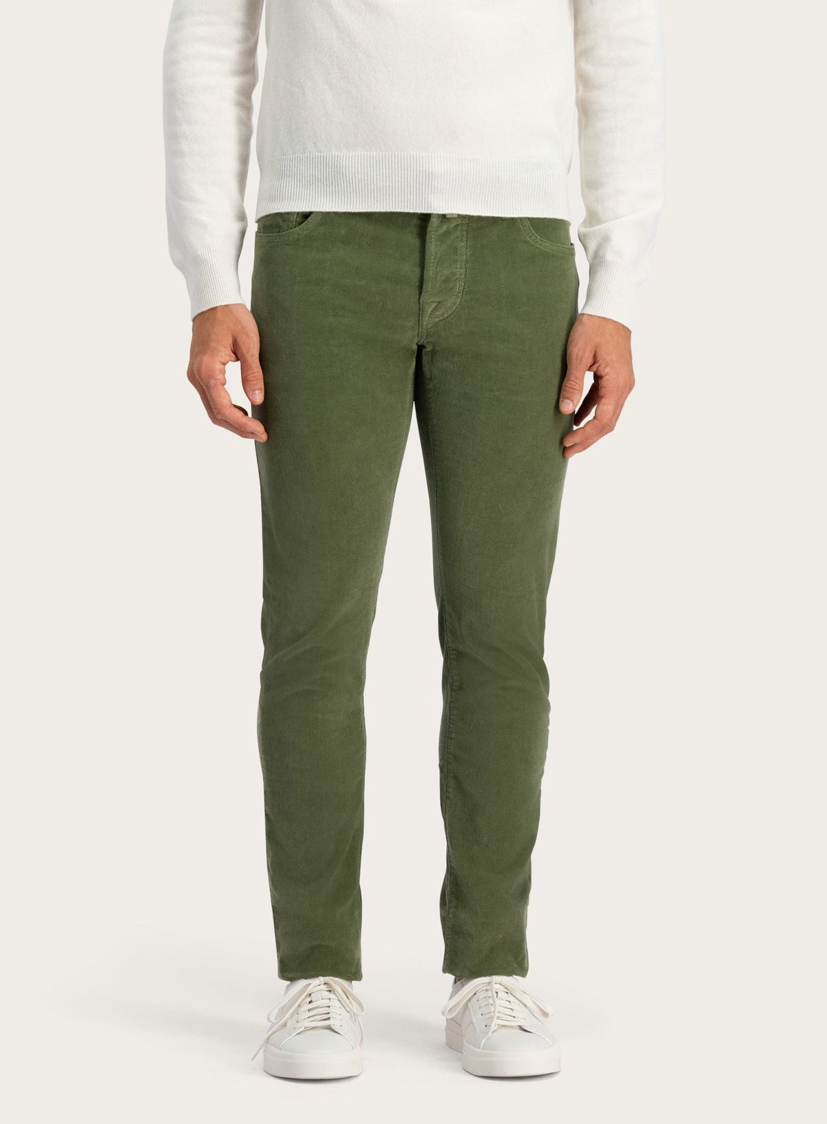 Nick Slim-fit Geribde Jeans | MODEL | FULL_WIDTH | Groen