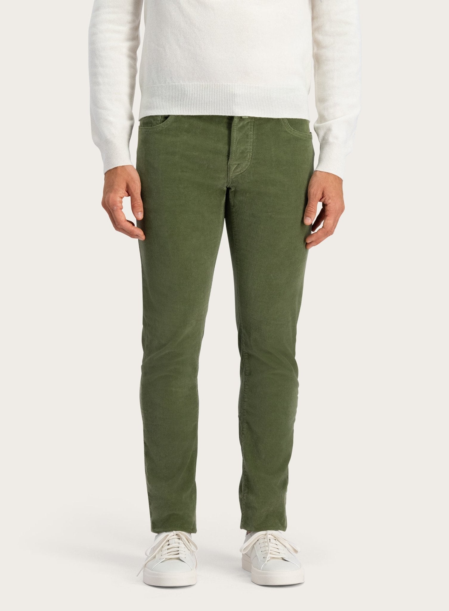 Nick Slim-fit Geribde Jeans | MODEL | FULL_WIDTH | Groen