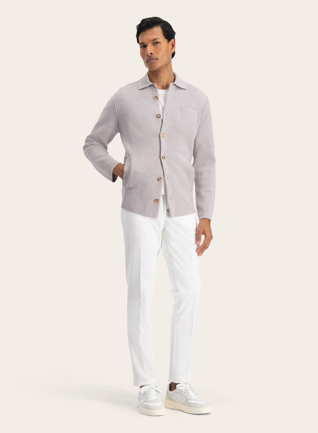 Overshirt van virgin wol | MODEL | FULL_WIDTH | TAUPE