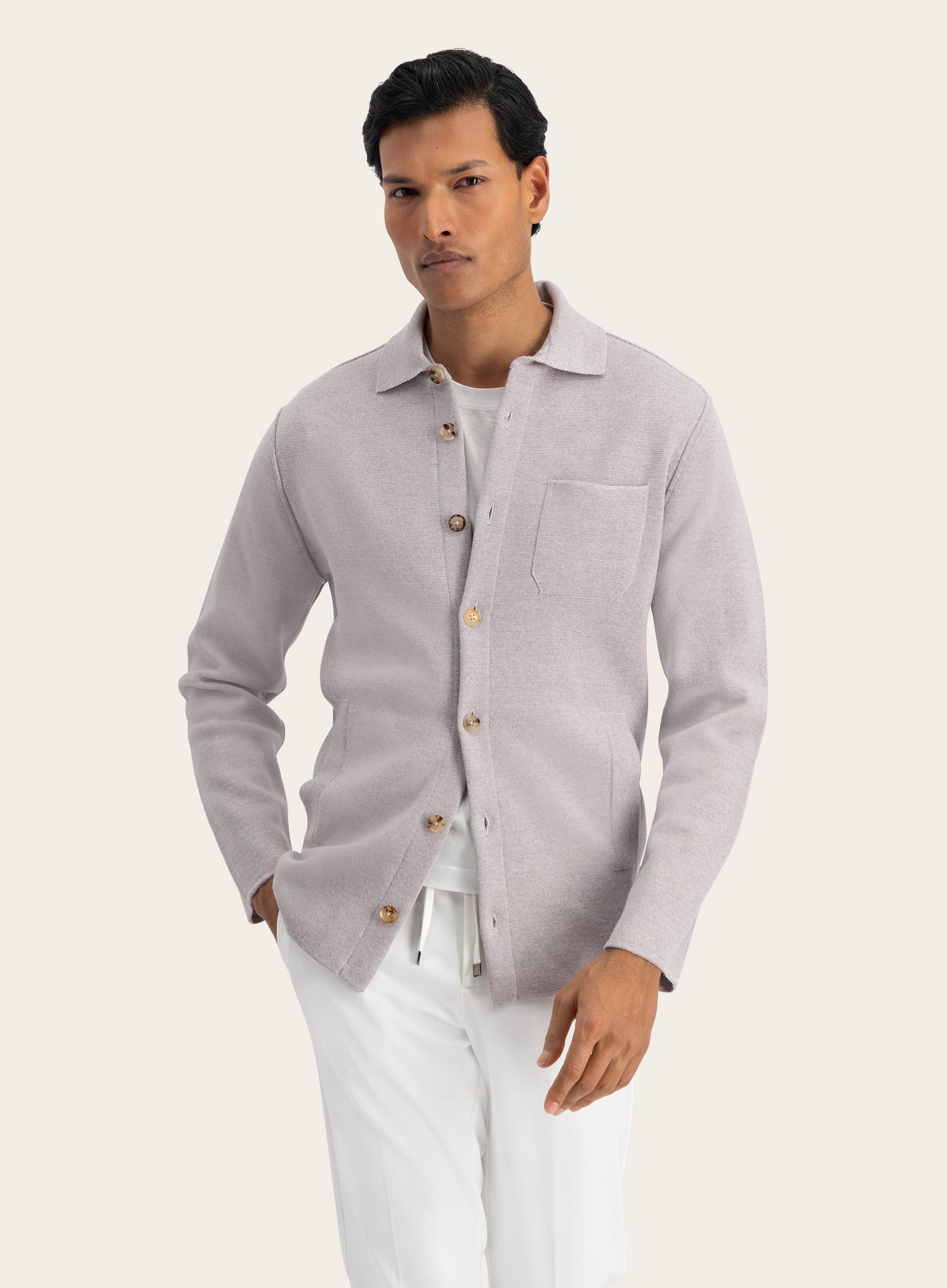 Overshirt van virgin wol | MODEL | FULL_WIDTH | TAUPE
