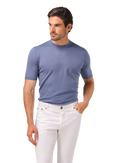T-shirt van cashmere en katoen | MODEL | FULL_WIDTH | L.Blauw