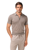 Cashmere-zijde-hennep polo | MODEL | FULL_WIDTH | Beige