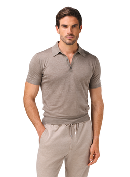 Cashmere-zijde-hennep polo | FULL_WIDTH | Beige