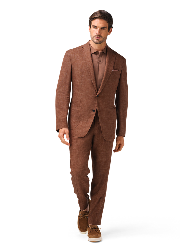 Pak van wol, zijde en linnen (loro piana-stof) | FULL_WIDTH | MODEL | Bruin