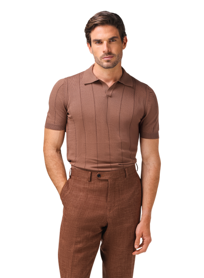 Buttonless polo van katoen | MODEL | FULL_WIDTH | Bruin