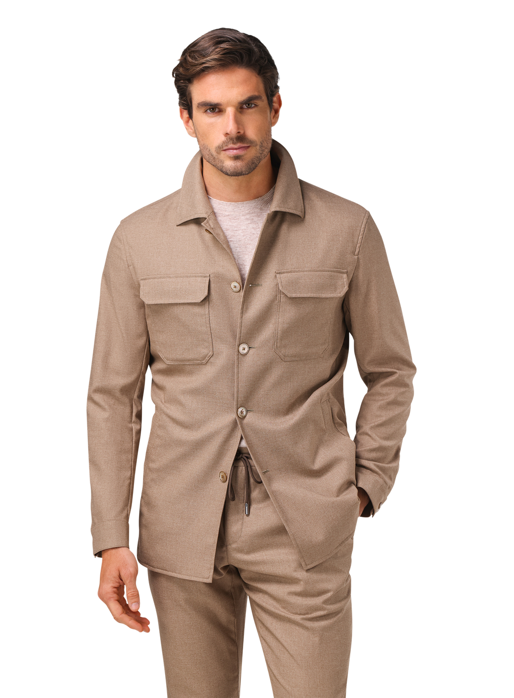 Pak met shirt jacket | FULL_WIDTH | MODEL | Licht Bruin