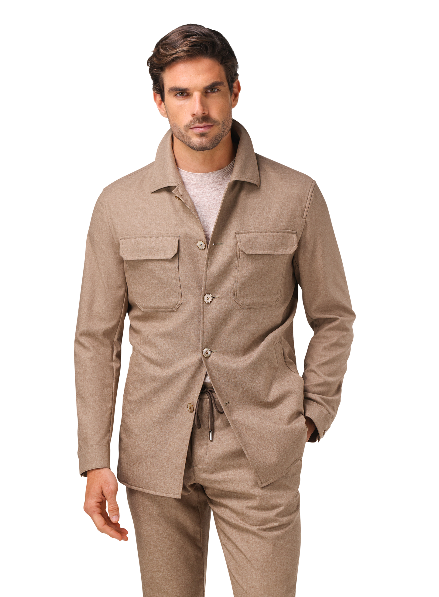 Pak met shirt jacket | FULL_WIDTH | MODEL | Licht Bruin