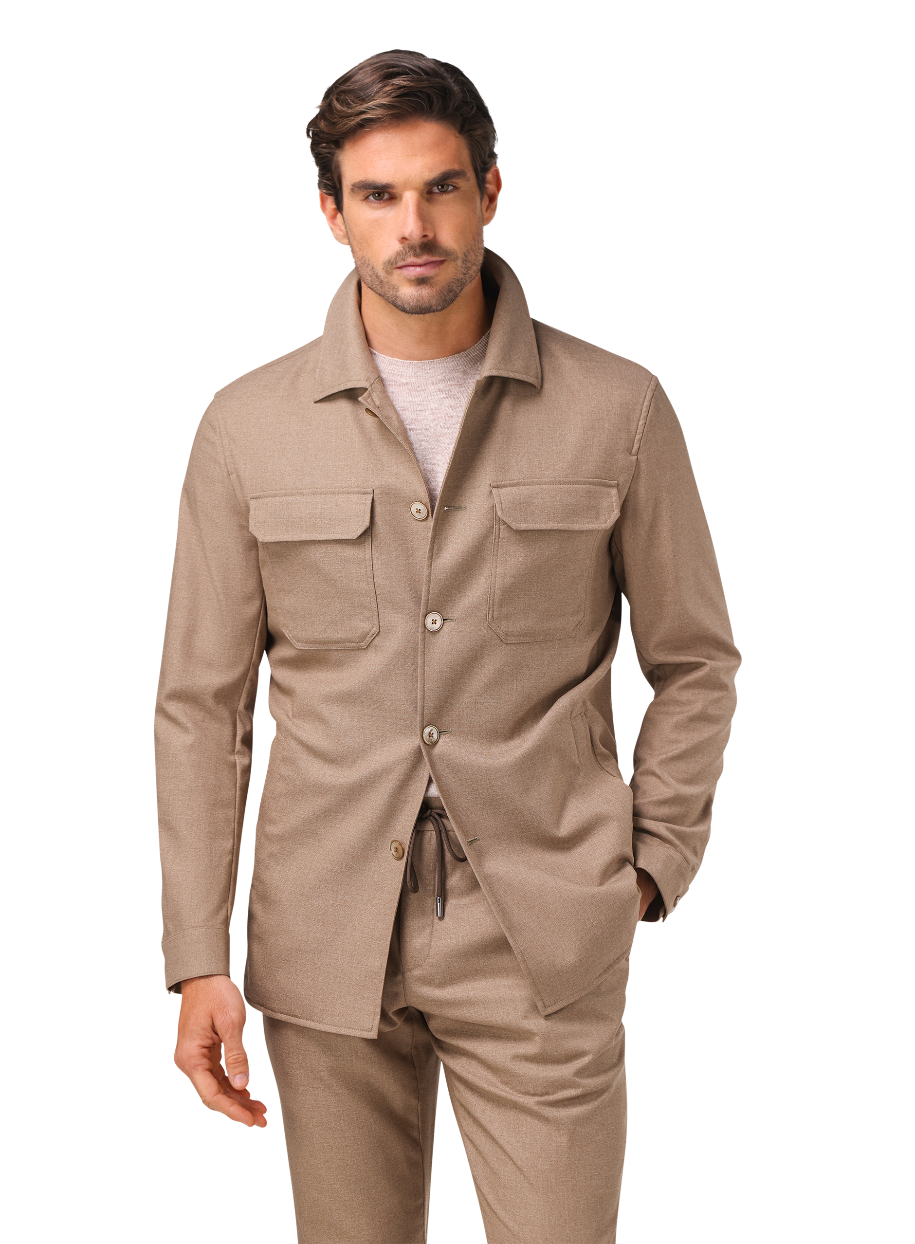 Pak met shirt jacket | FULL_WIDTH | MODEL | Licht Bruin