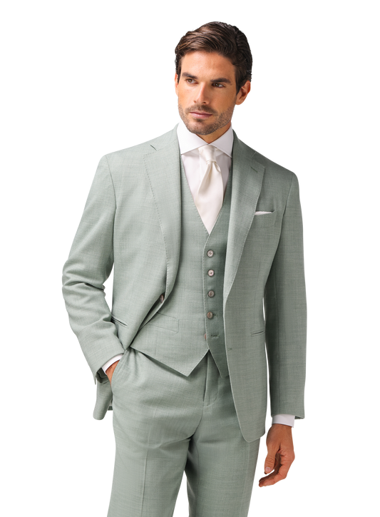 Driedelig pak van wol en linnen | Groen