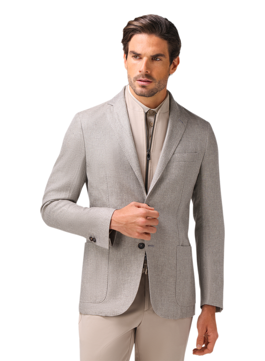 Jasje met uitneembare kraag van wol - GRIJS-BEIGE