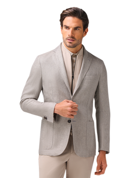 Jasje met uitneembare kraag van wol | MODEL | FULL-WIDTH | GRIJS-BEIGE