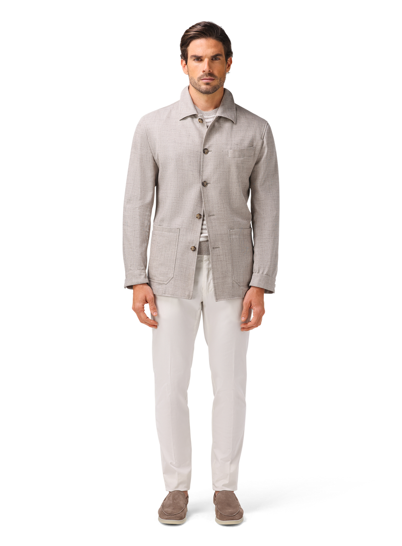 Shirt jacket van wol, zijde en linnen | MODEL | FULL_WIDTH | Beige Melee
