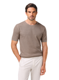 T-shirt van zijde en katoen | MODEL | FULL_WIDTH | Beige