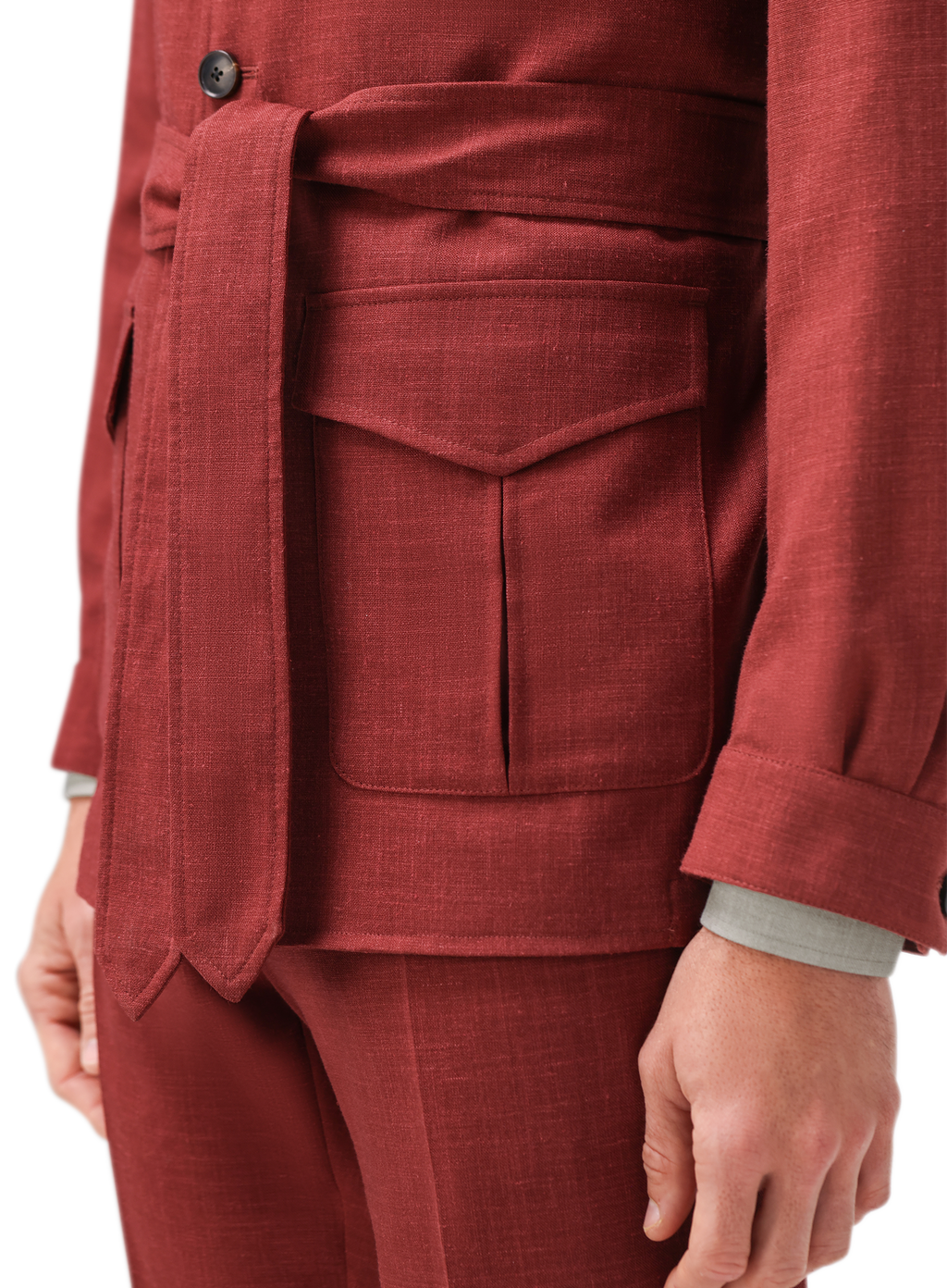 Pak van wol en linnen met safari jacket | FULL_WIDTH | Rood