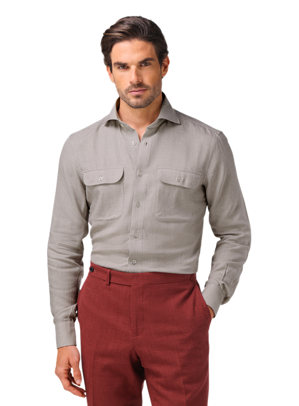 Overhemd van modal en wol | MODEL | FULL_WIDTH | Beige