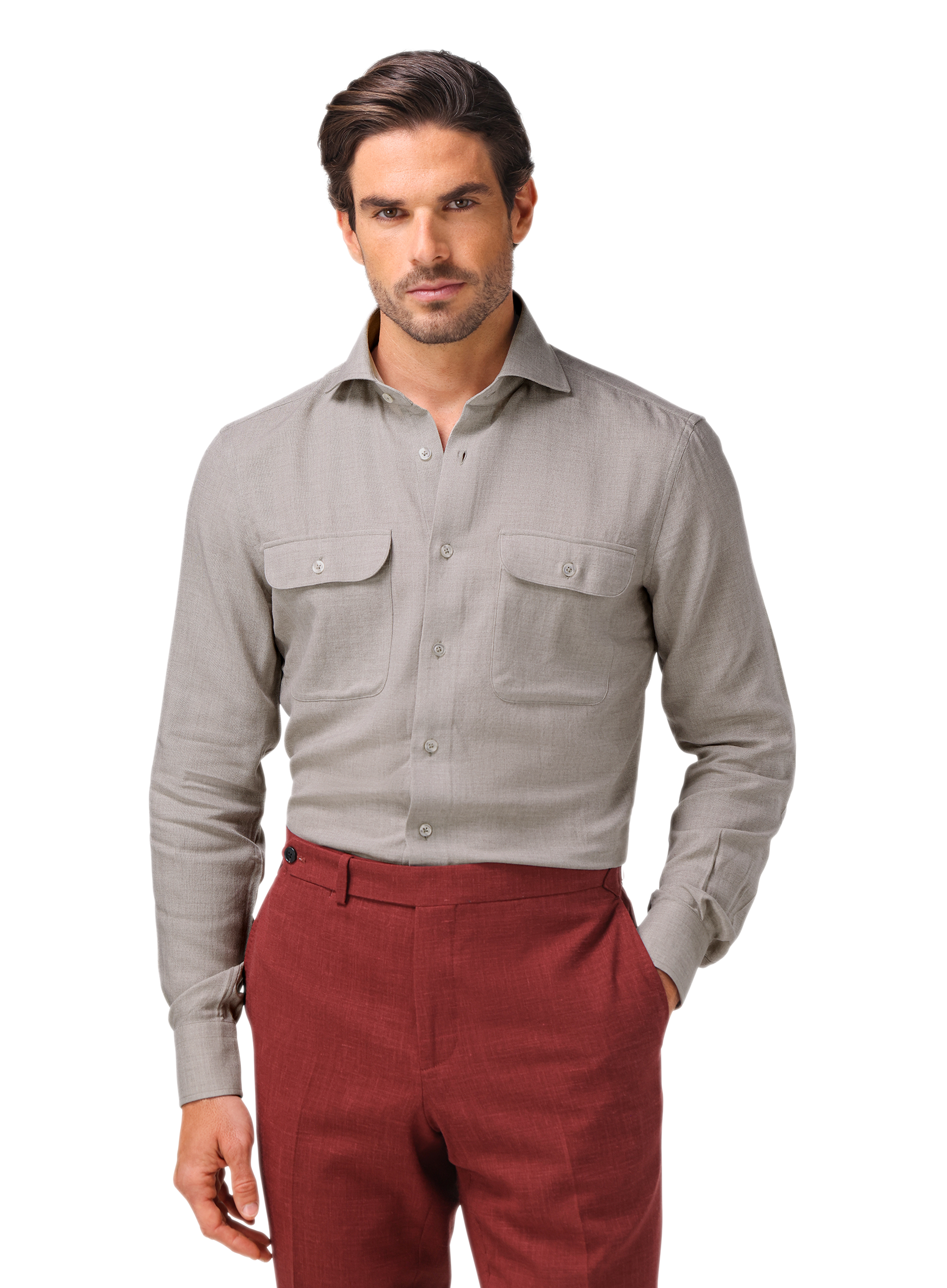 Overhemd van modal en wol | MODEL | FULL_WIDTH | Beige