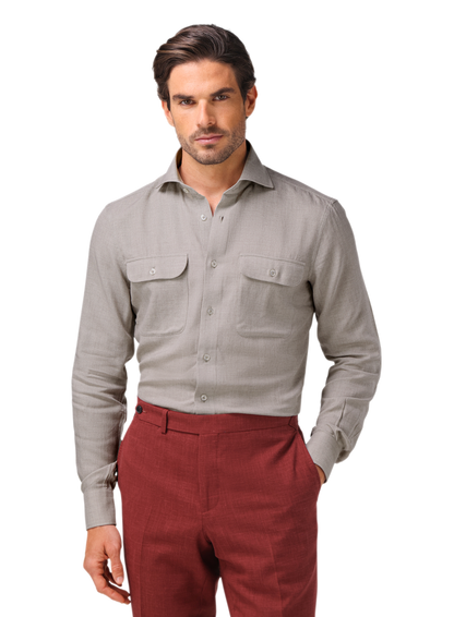 Overhemd van modal en wol | MODEL | FULL_WIDTH | Beige