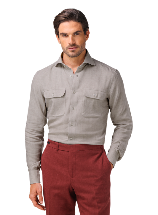 Overhemd van modal en wol | MODEL | FULL_WIDTH | Beige