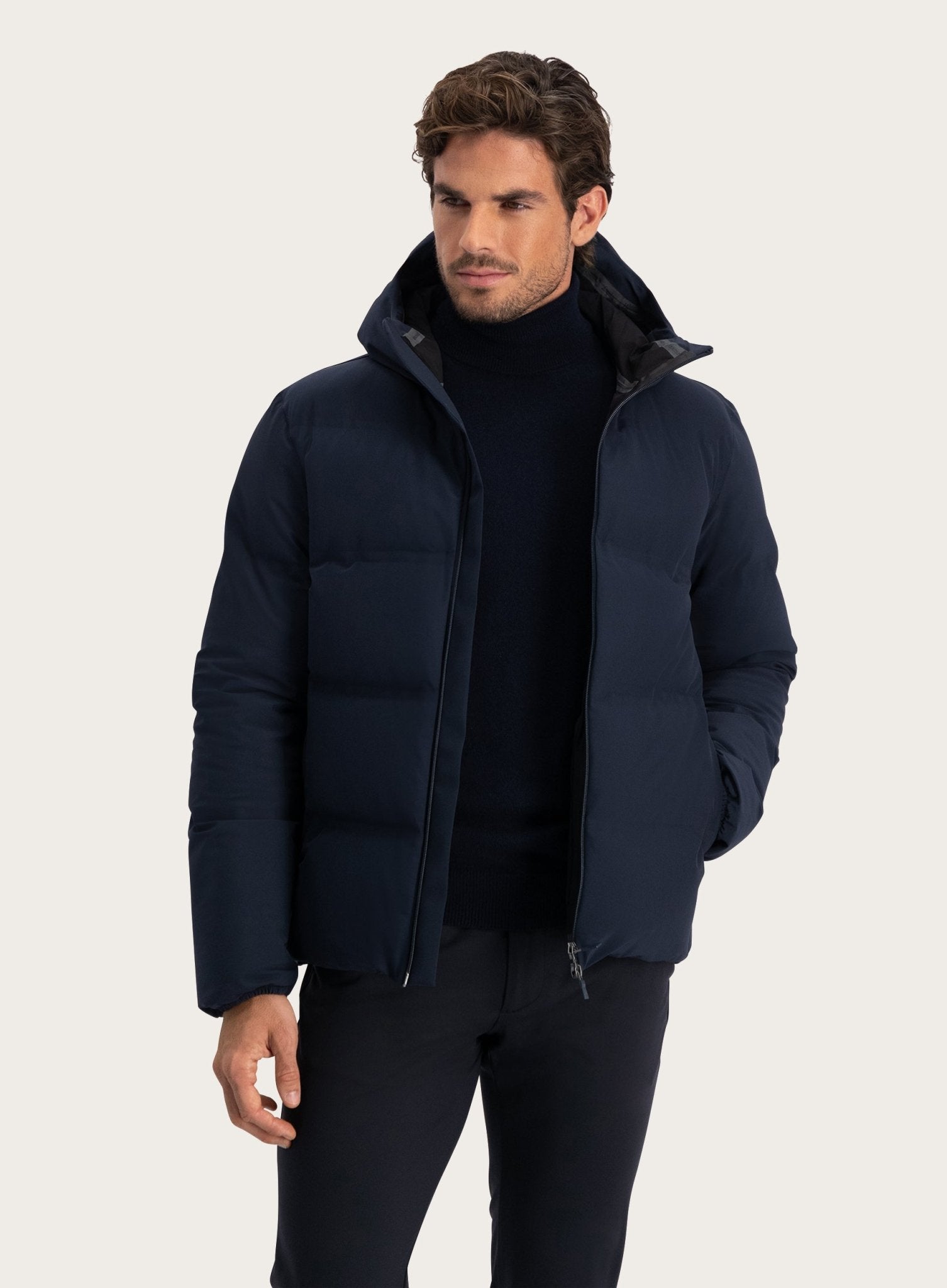 Gewatteerde jas met capuchon | BLUE NAVY