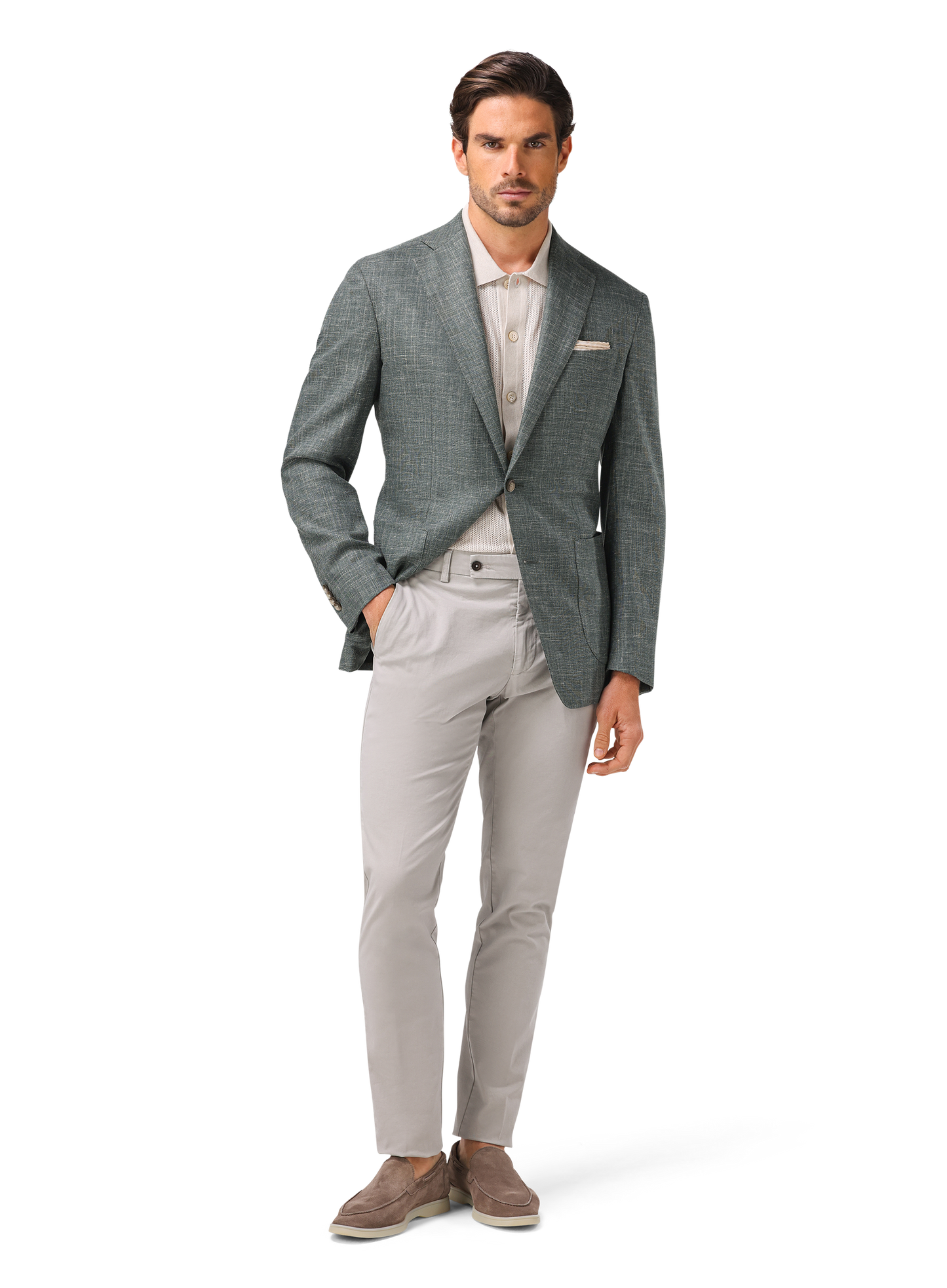 Colbert van wol, zijde en linnen | MODEL | FULL_WIDTH | Groen