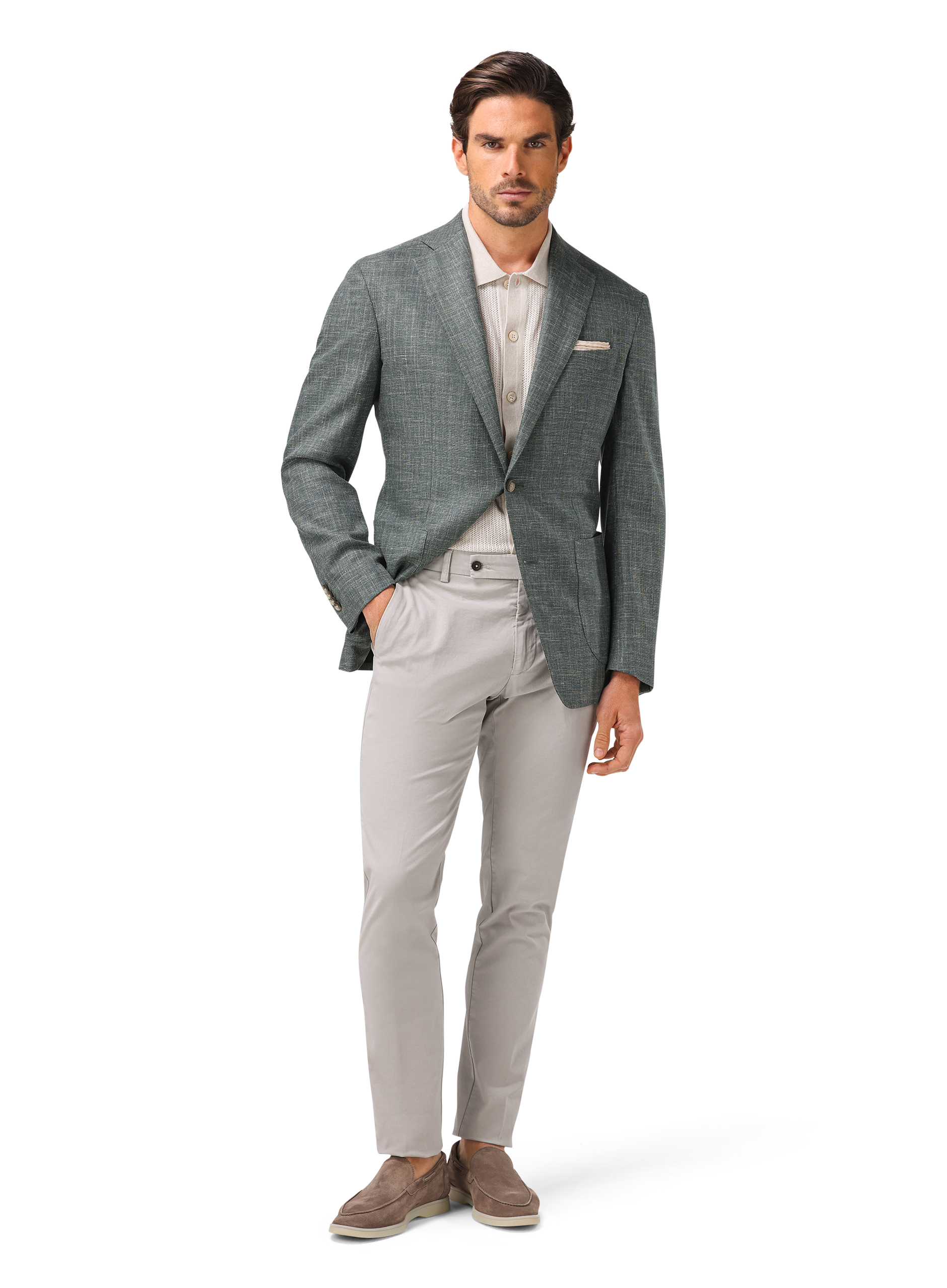 Colbert van wol, zijde en linnen | MODEL | FULL_WIDTH | Groen