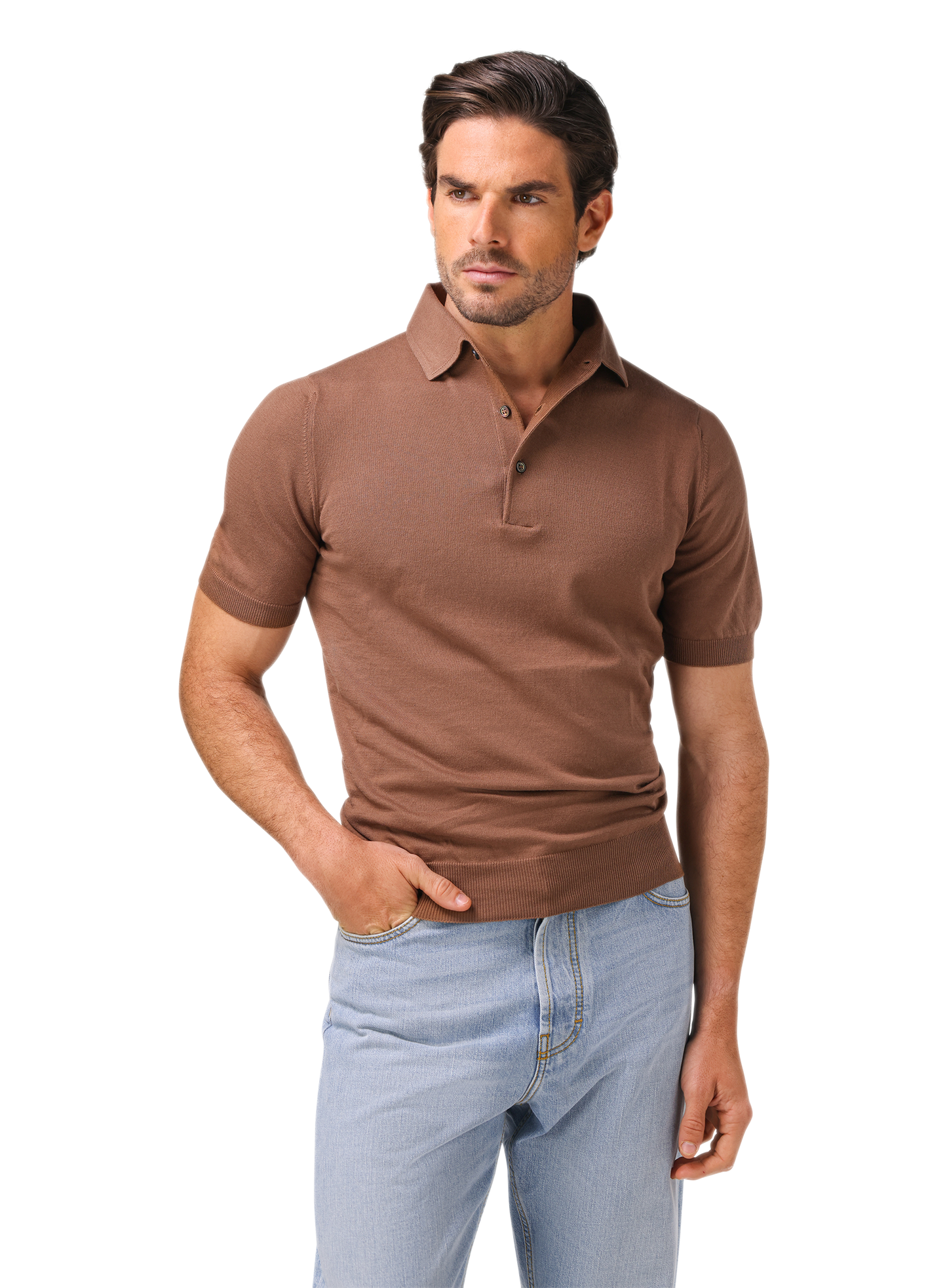 Polo van katoen | Bruin