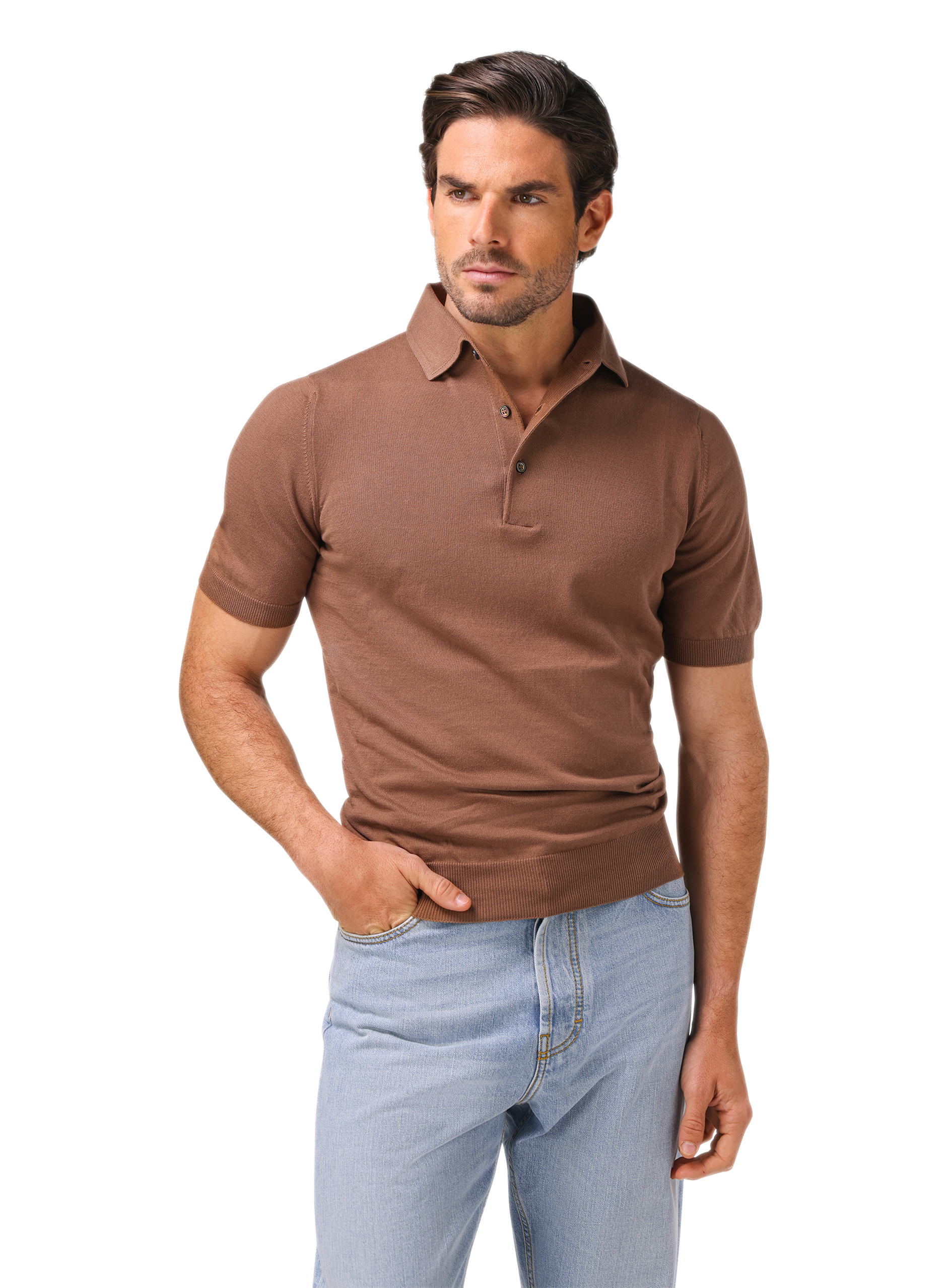 Polo van katoen | Bruin