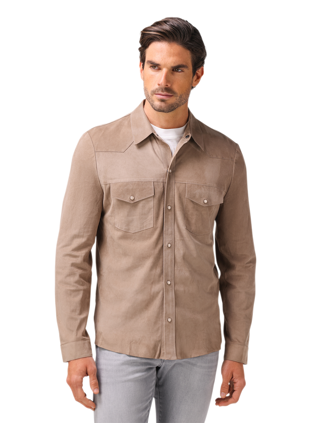 Kayce overshirt van suède | FULL_WIDTH | Beige
