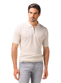 Half-zip polo van zijde en katoen | MODEL | FULL_WIDTH | Wit