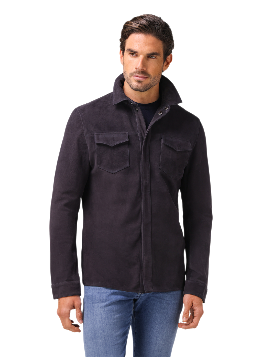 Robert overshirt van suède | MODEL | BLUE NAVY