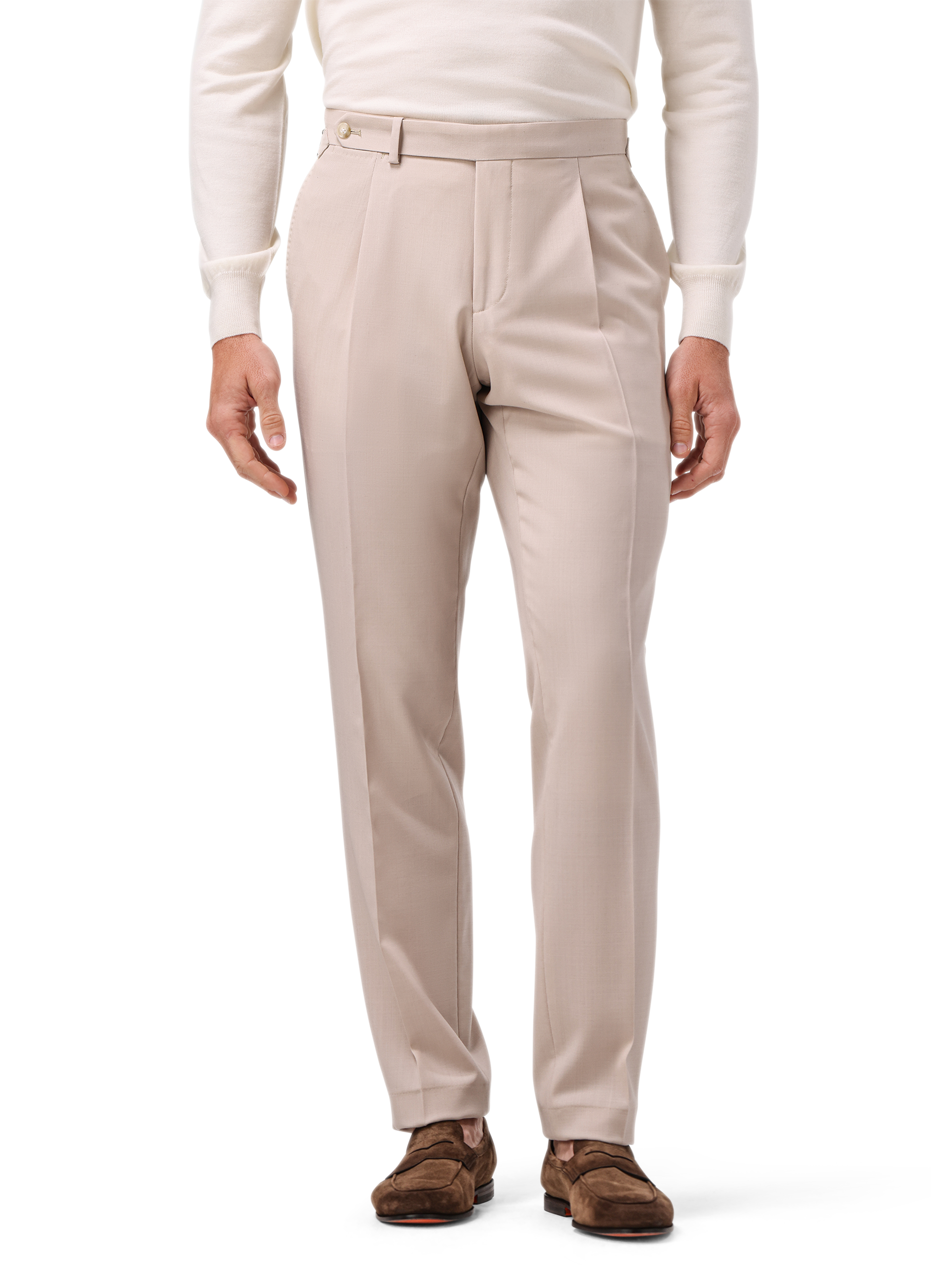 Bandplooi pantalon van wol | MODEL | FULL_WIDTH | Beige