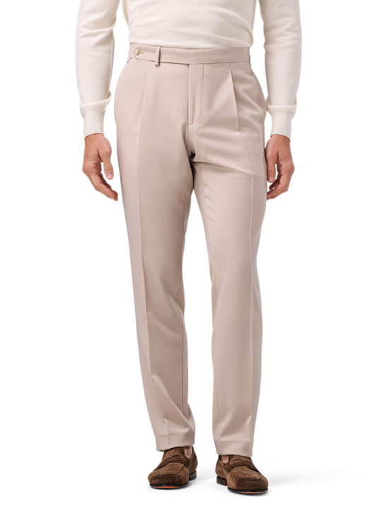 Bandplooi pantalon van wol | MODEL | FULL_WIDTH | Beige