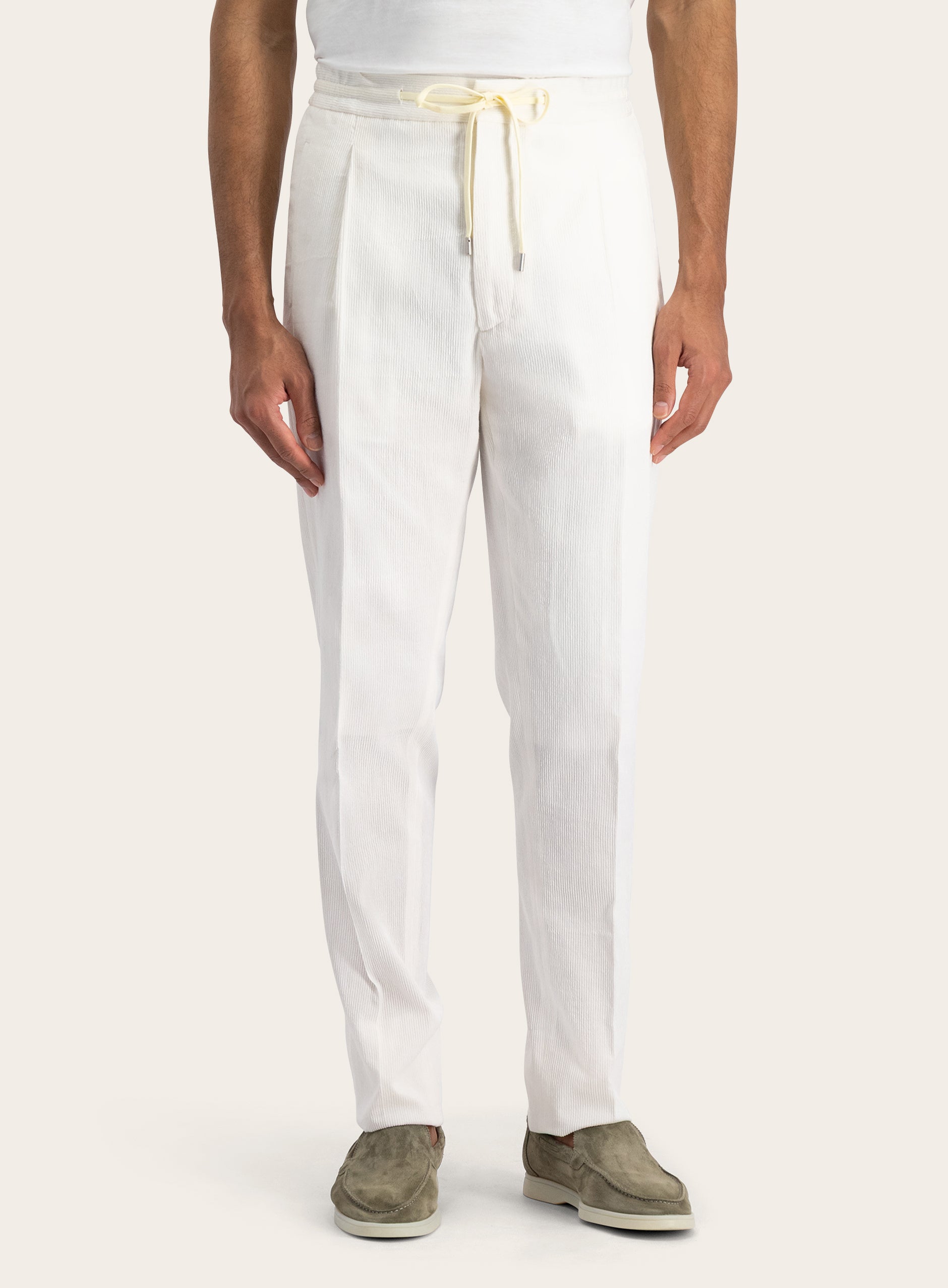 Corduroy jog pantalon van katoen | Wit