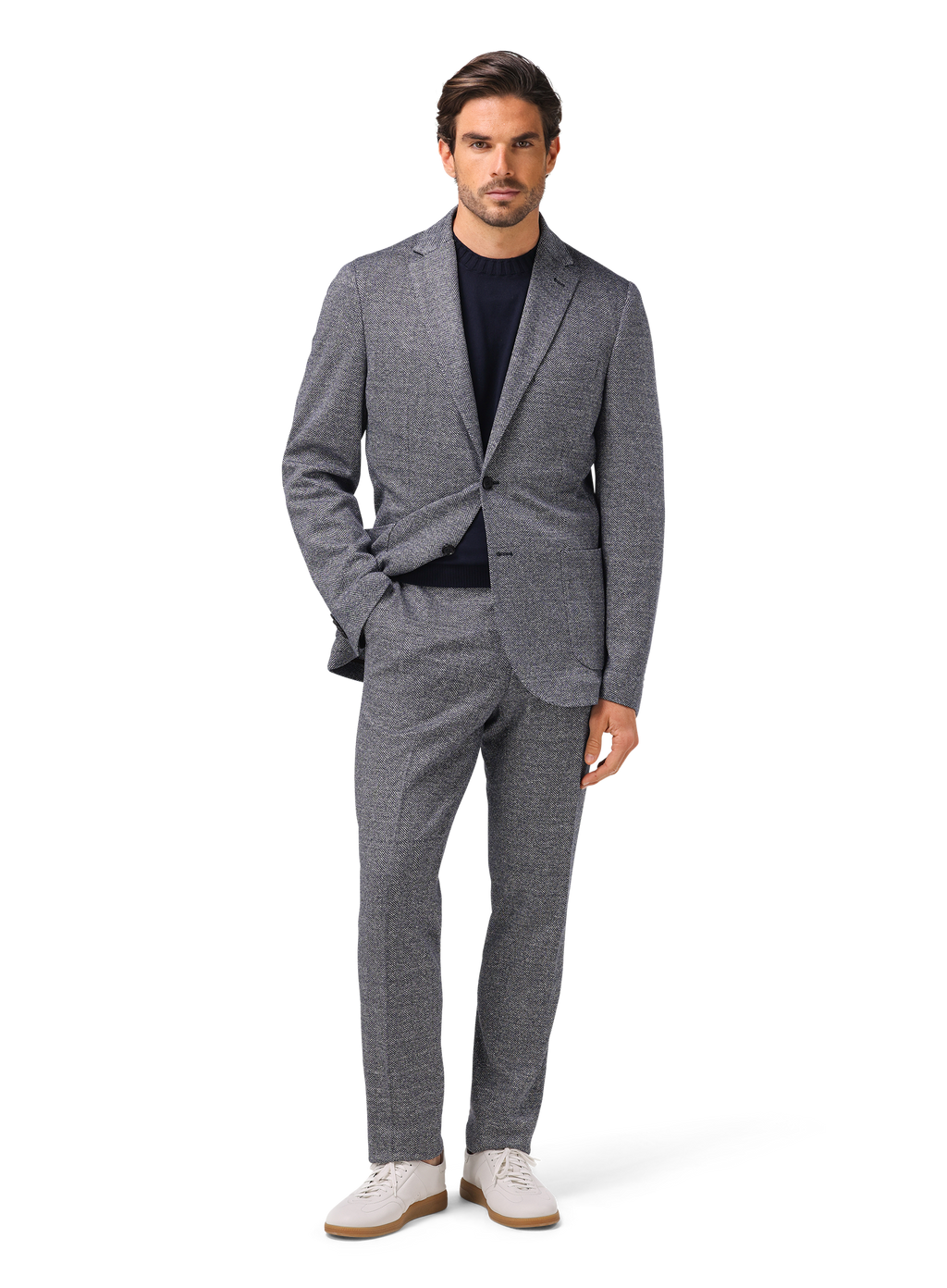 Colbert van linnen, zijde en katoen | MODEL | FULL_WIDTH | BLUE NAVY