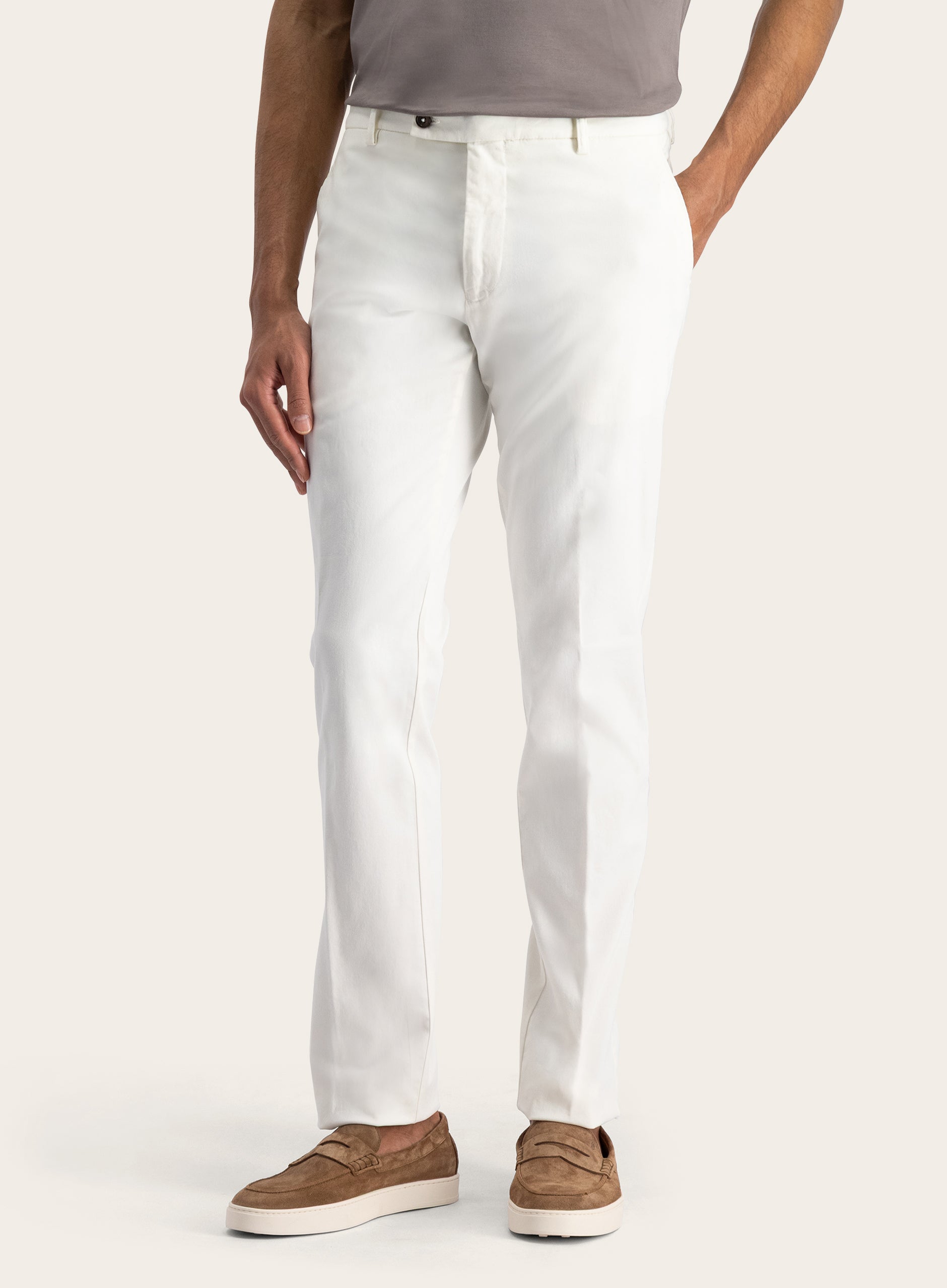 Pantalon van katoen en elastaan | MODEL | FULL_WIDTH | Wit