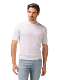 Fijngebreid katoenen T-shirt met ronde hals | MODEL | FULL_WIDTH | Wit
