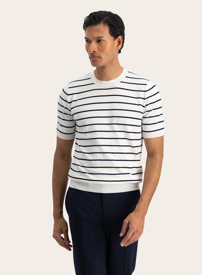 Gestreept t-shirt van katoen | Wit 