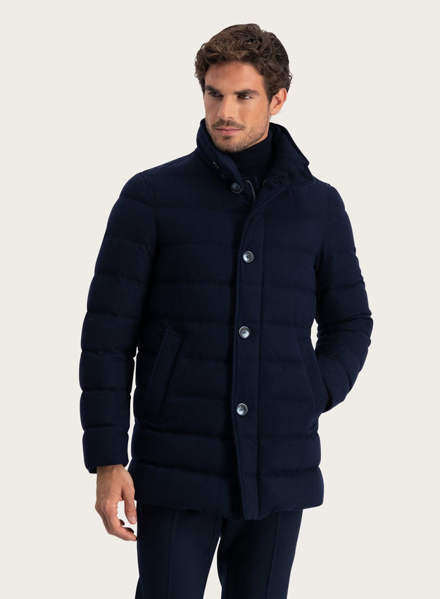 Gewatteerde jas van cashmere | BLUE NAVY