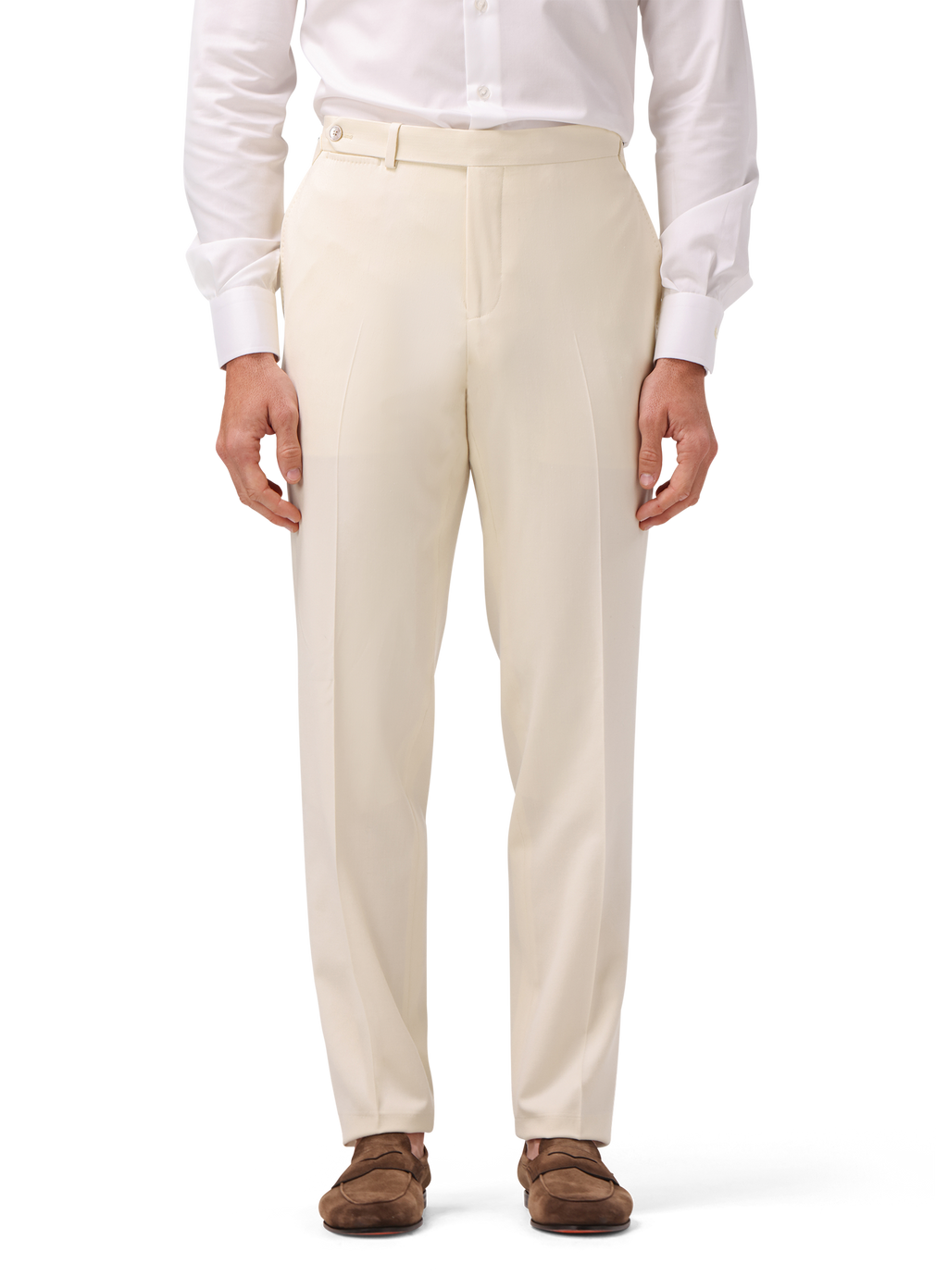 Pantalon van wol, zijde en linnen | MODEL | FULL_WIDTH | ROOM-WIT