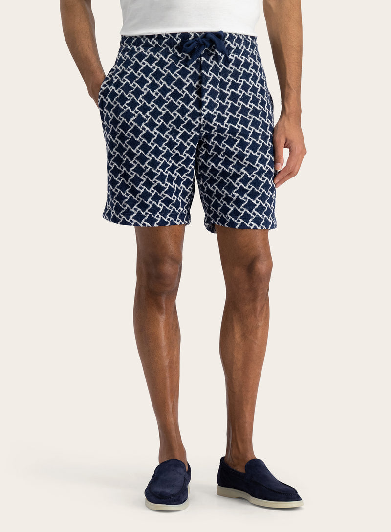 Badstof short met print van katoen