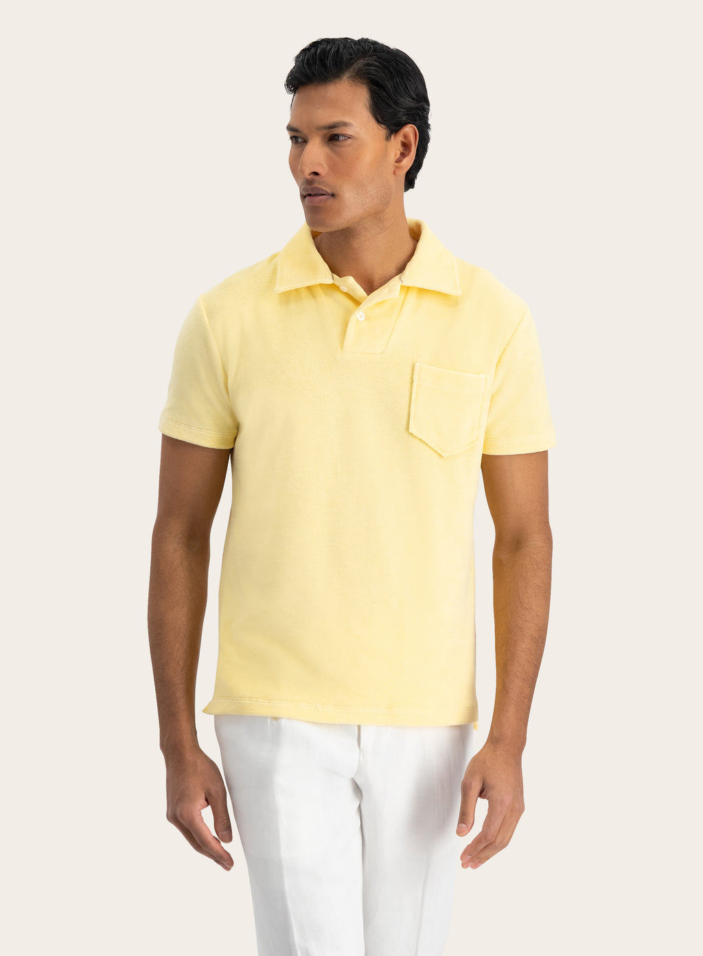Terry polo van badstof | MODEL | FULL_WIDTH | Geel