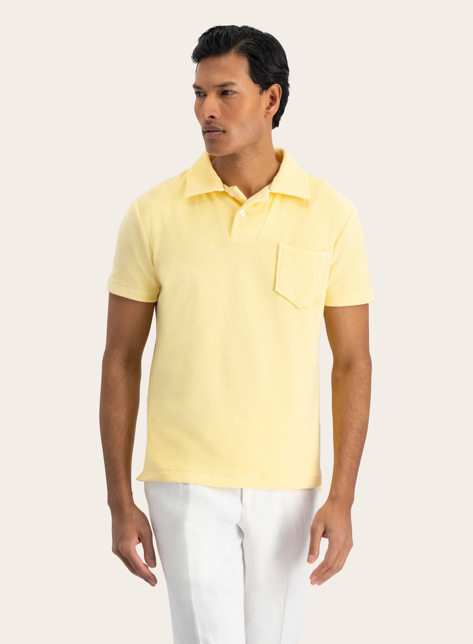Terry polo van badstof | MODEL | FULL_WIDTH | Geel