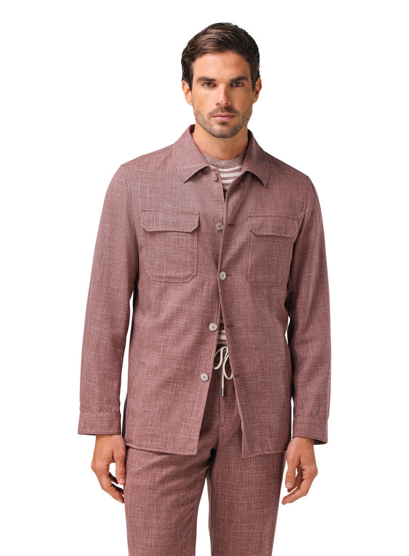 Pak met shirt jacket van wol, zijde en linnen (loro piana-stof)