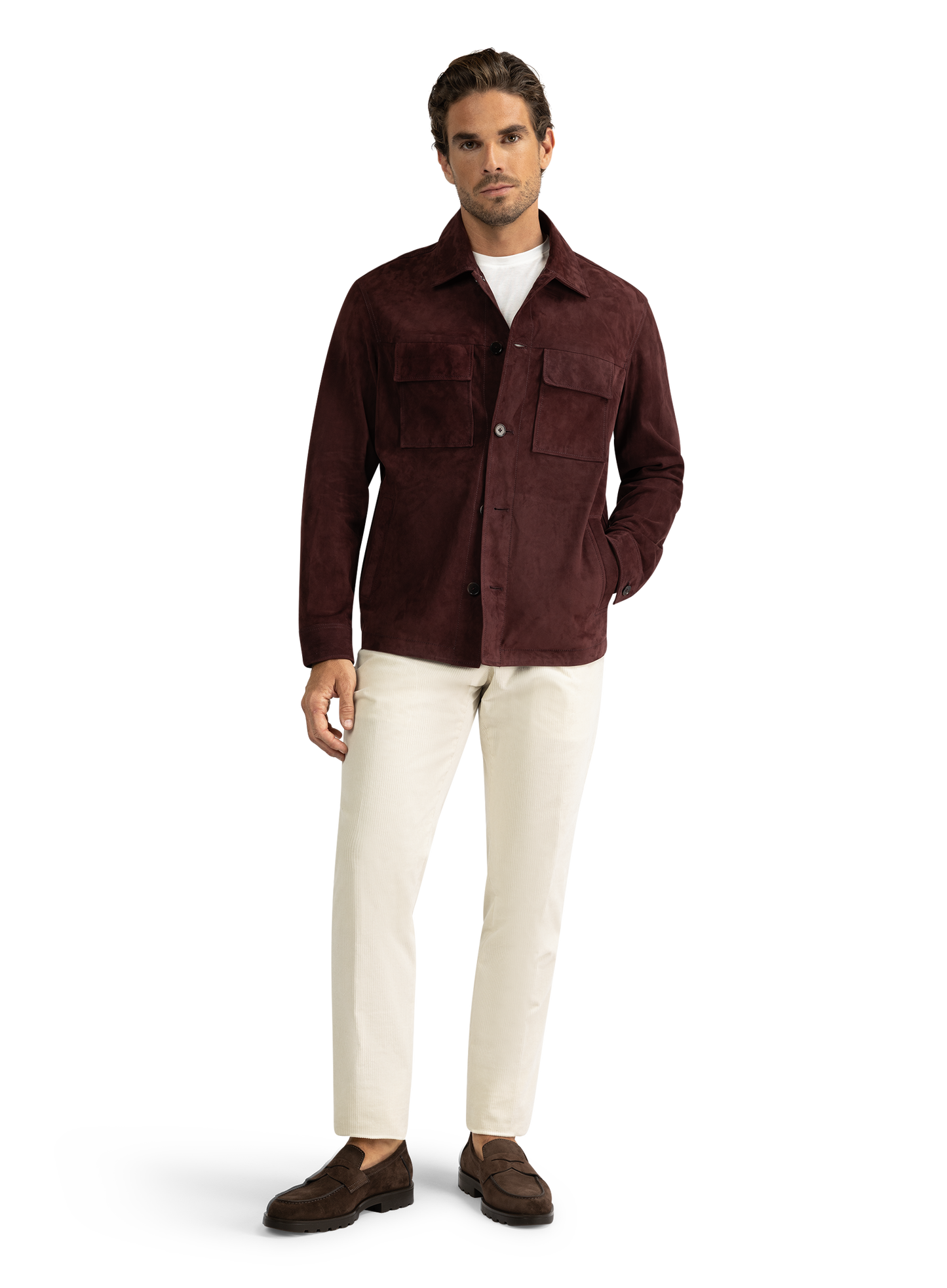MEX overshirt van suède | DARK BORDEAUX