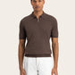 Poloshirt van zijde met ritssluiting | Bruin